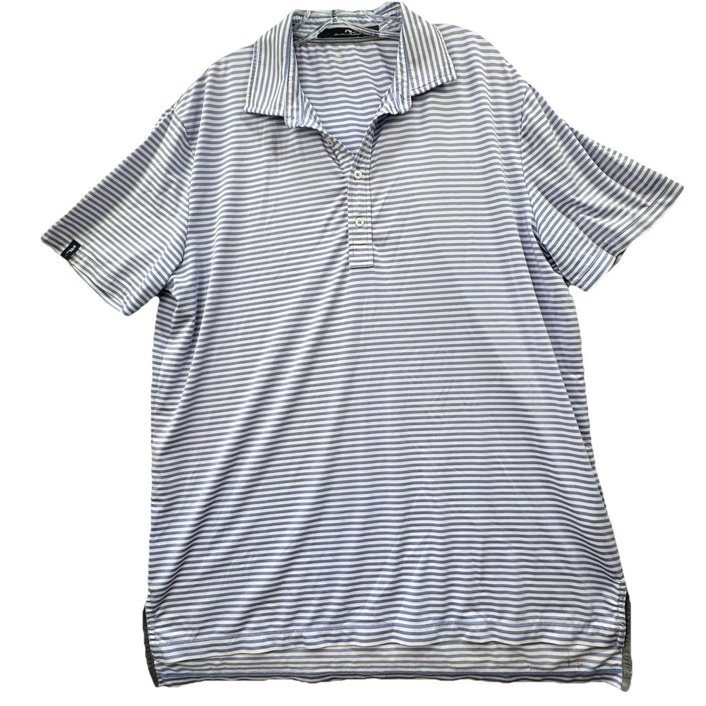 Ralph Lauren RLX Performance Golf Polo Shirt Men Size Large Blue Striped Preppy